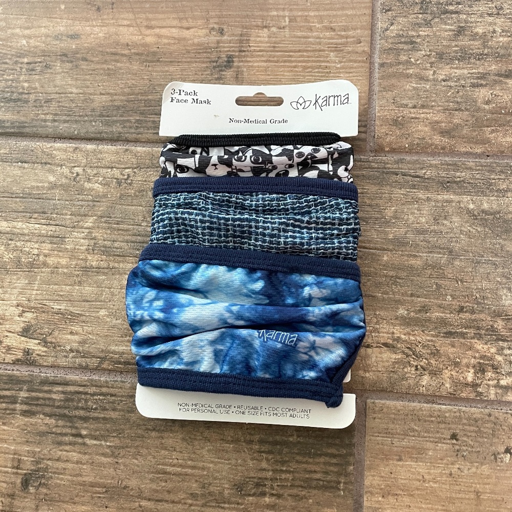 KARMA 3 PACK FACE MASKS NEW WITH TAG